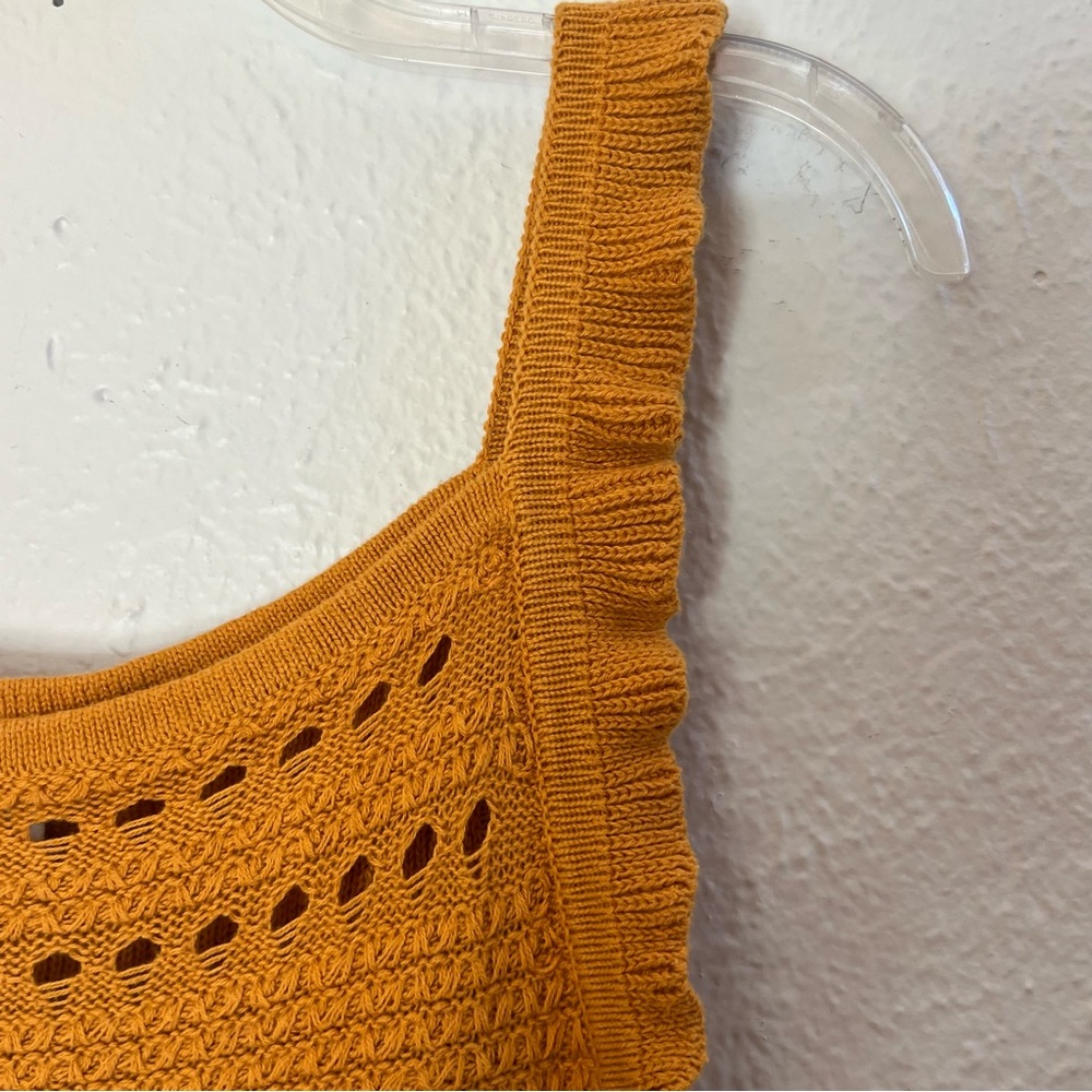 J Crew ruffle trim crochet sweater tank deep yellow - Picture 5 of 8
